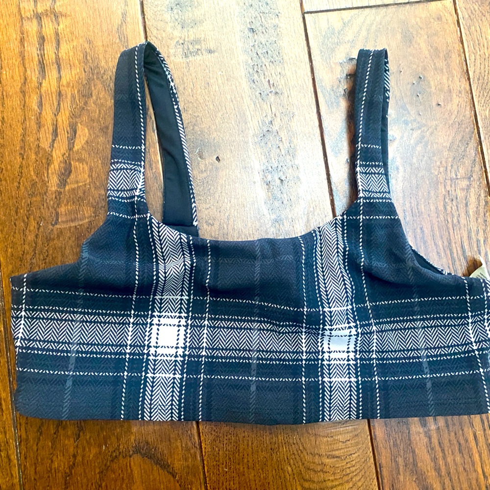 Alo Yoga sports bra top gray plaid size medium